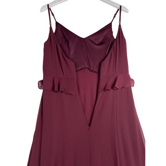 Watters & Watters Wine Red Chiffon Darcie Gown Spaghetti Strap Maxi Layered SZ 8 - Picture 12 of 15